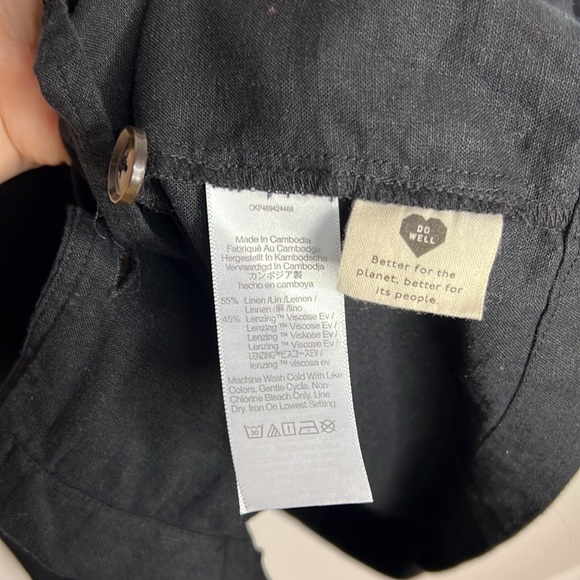 MADEWELL Linen Blend Ruffle Button Front Black Sleeveless Blouse Plus Size Top - Picture 9 of 11